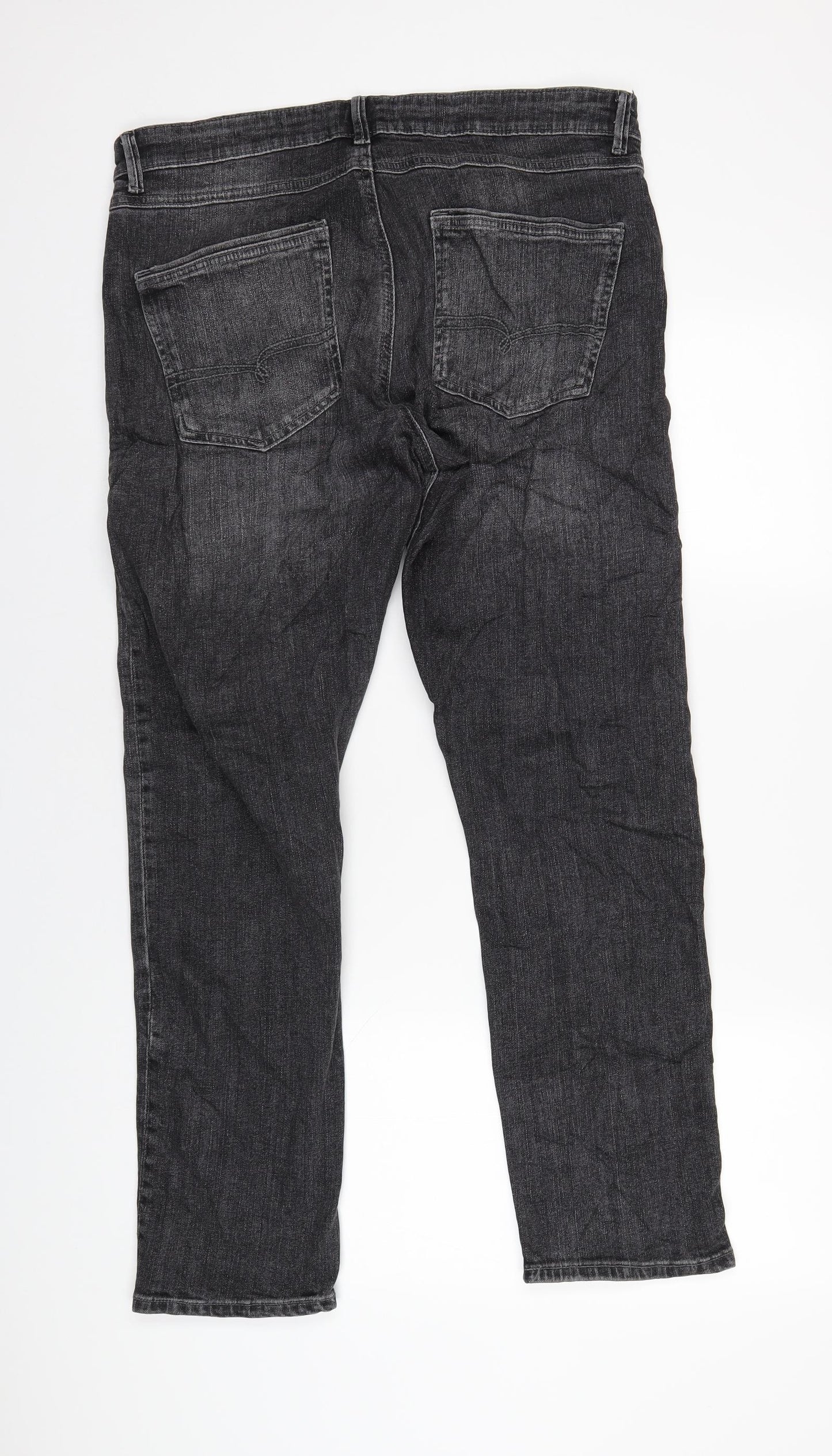 NEXT Mens Grey Cotton Straight Jeans Size 34 in L30 in Slim Zip