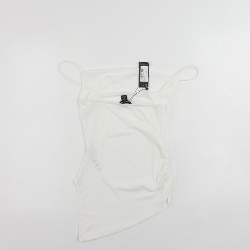 PRETTYLITTLETHING Womens White Polyester Camisole Tank Size 6 Cowl Neck - Asymmetric