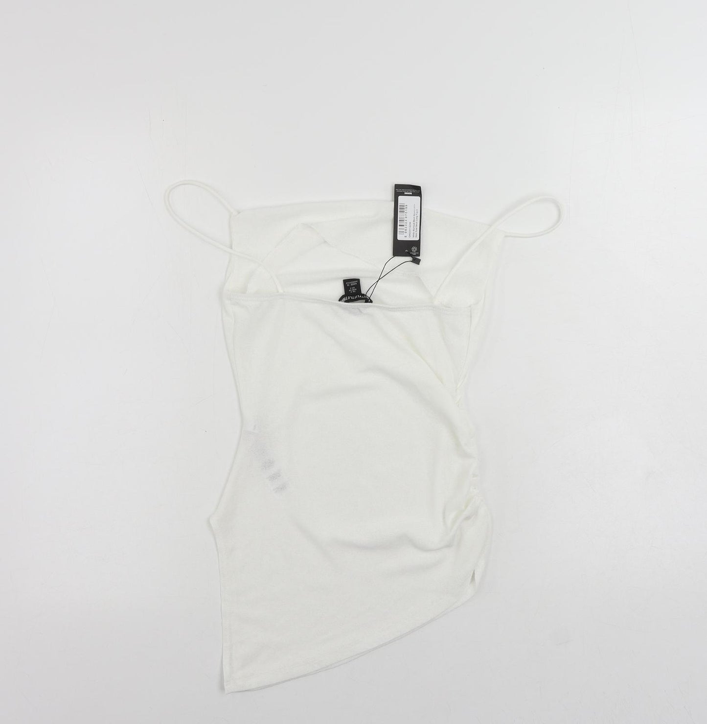 PRETTYLITTLETHING Womens White Polyester Camisole Tank Size 6 Cowl Neck - Asymmetric