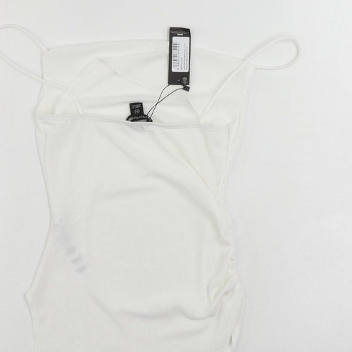 PRETTYLITTLETHING Womens White Polyester Camisole Tank Size 6 Cowl Neck - Asymmetric