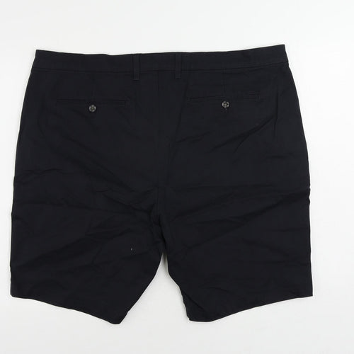 Marks and Spencer Mens Blue Cotton Chino Shorts Size 44 in L10 in Regular Zip