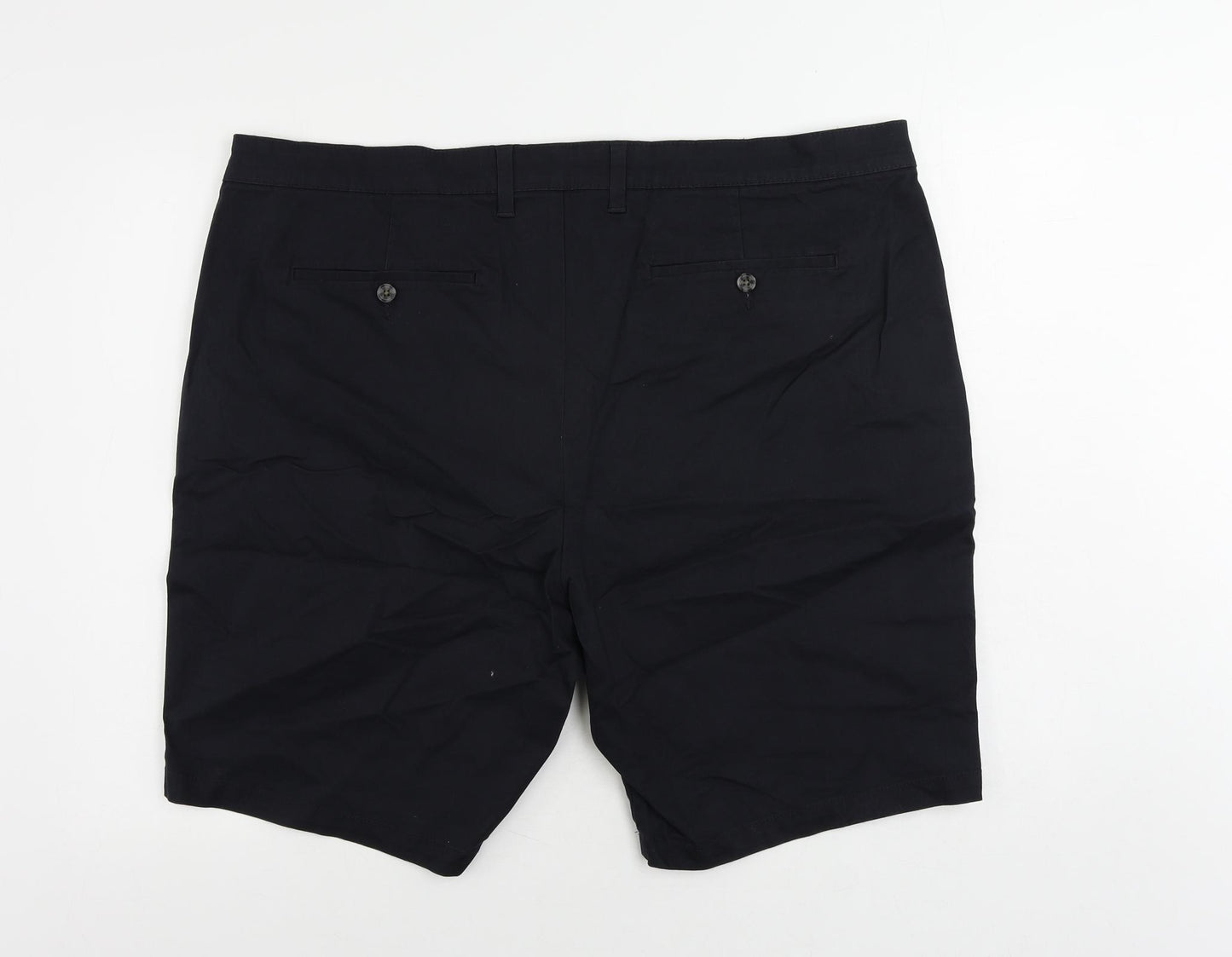Marks and Spencer Mens Blue Cotton Chino Shorts Size 44 in L10 in Regular Zip