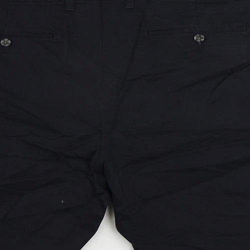 Marks and Spencer Mens Blue Cotton Chino Shorts Size 44 in L10 in Regular Zip