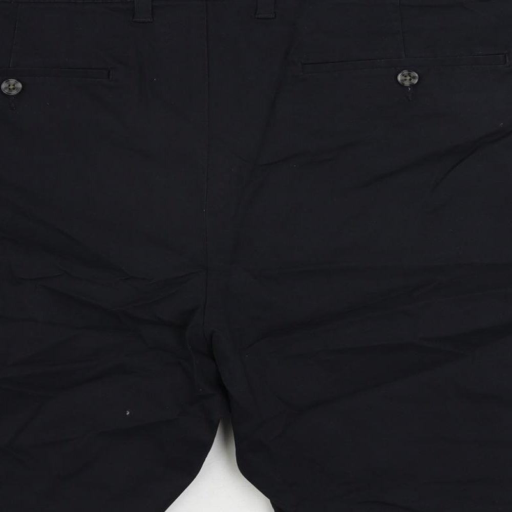 Marks and Spencer Mens Blue Cotton Chino Shorts Size 44 in L10 in Regular Zip
