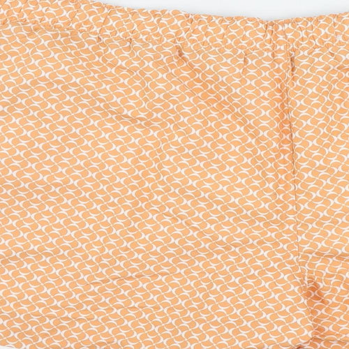 Marks and Spencer Mens Orange Geometric Polyester Bermuda Shorts Size 3XL L6 in Regular Drawstring - Swim Shorts