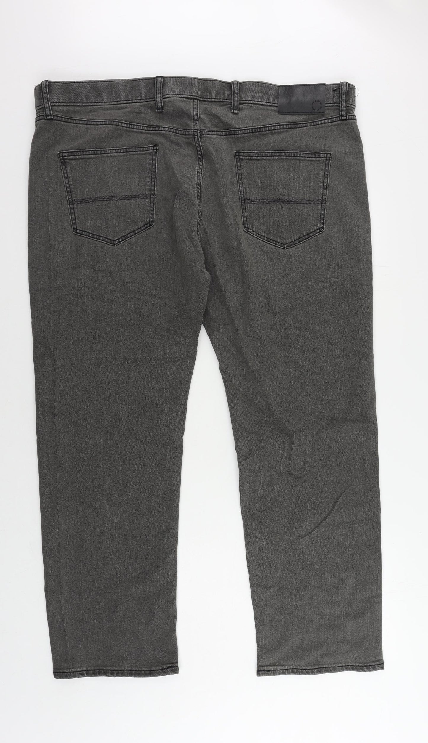 Marks and Spencer Mens Grey Cotton Straight Jeans Size 44 in L29 in Regular Zip