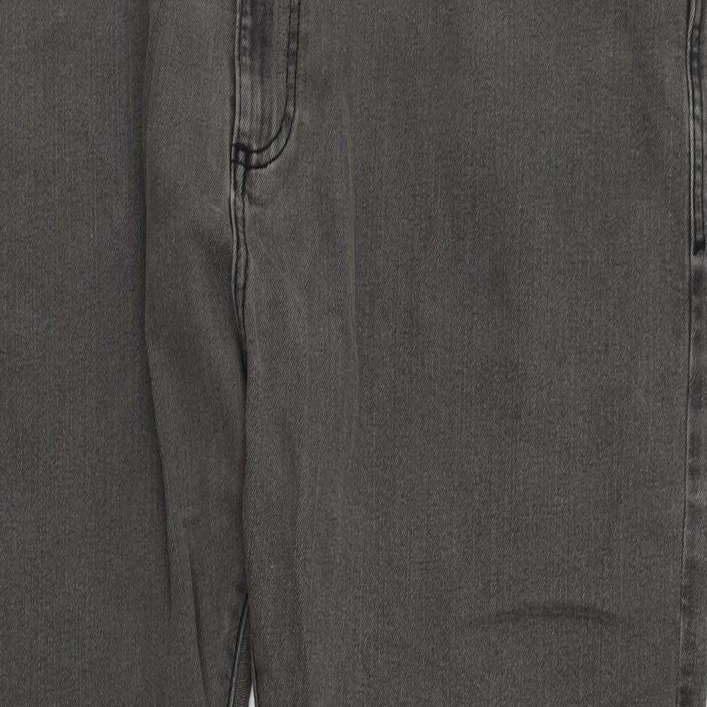 Marks and Spencer Mens Grey Cotton Straight Jeans Size 44 in L29 in Regular Zip
