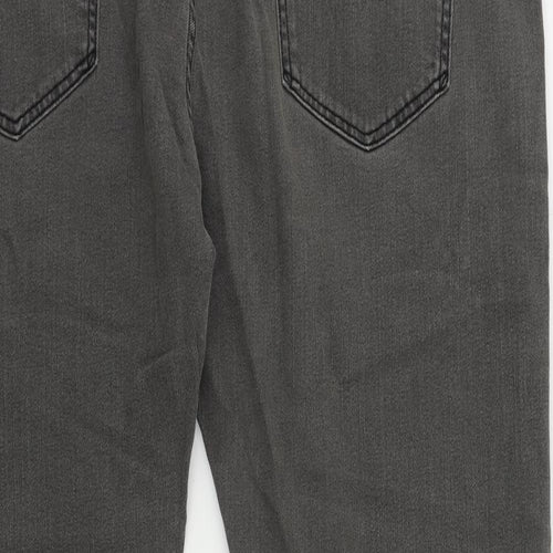 Marks and Spencer Mens Grey Cotton Straight Jeans Size 44 in L29 in Regular Zip