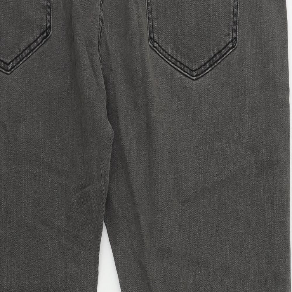 Marks and Spencer Mens Grey Cotton Straight Jeans Size 44 in L29 in Regular Zip