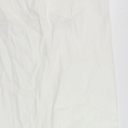 Marks and Spencer Womens White Cotton Maxi Skirt Size 18 Zip - Pockets