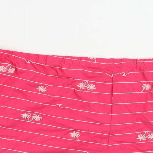 Marks and Spencer Womens Pink Striped Cotton Top Sleep Shorts Size L - Elastic Waist