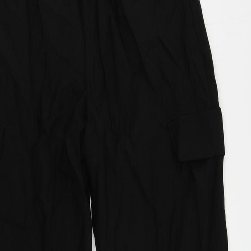 Marks and Spencer Womens Black Lyocell Cargo Trousers Size 14 L31 in Regular - Elastic Waist