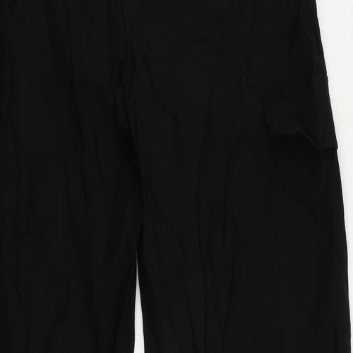 Marks and Spencer Womens Black Lyocell Cargo Trousers Size 14 L31 in Regular - Elastic Waist