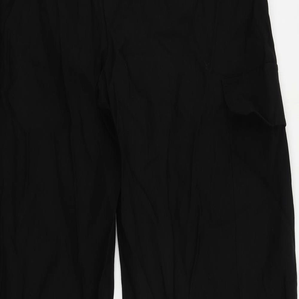 Marks and Spencer Womens Black Lyocell Cargo Trousers Size 14 L31 in Regular - Elastic Waist