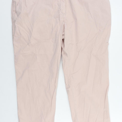 Marks and Spencer Womens Pink Cotton Chino Trousers Size 20 L24 in Regular Zip