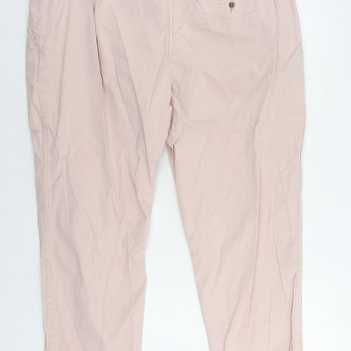 Marks and Spencer Womens Pink Cotton Chino Trousers Size 20 L24 in Regular Zip