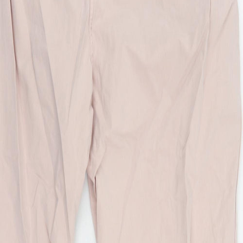 Marks and Spencer Womens Pink Cotton Chino Trousers Size 20 L24 in Regular Zip