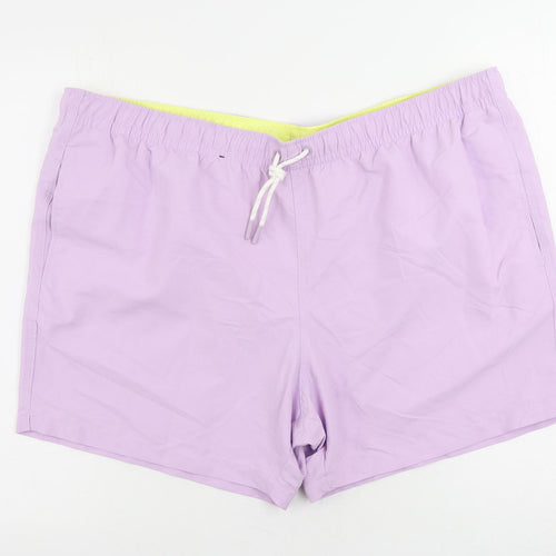 Marks and Spencer Mens Purple Polyester Bermuda Shorts Size 3XL L6 in Regular Drawstring - Swim Shorts