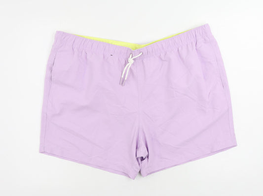 Marks and Spencer Mens Purple Polyester Bermuda Shorts Size 3XL L6 in Regular Drawstring - Swim Shorts