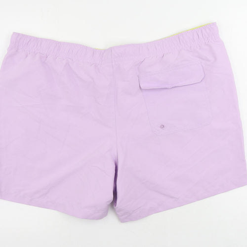 Marks and Spencer Mens Purple Polyester Bermuda Shorts Size 3XL L6 in Regular Drawstring - Swim Shorts