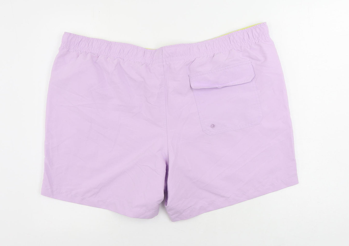 Marks and Spencer Mens Purple Polyester Bermuda Shorts Size 3XL L6 in Regular Drawstring - Swim Shorts