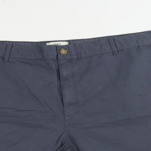 Marks and Spencer Mens Blue Cotton Chino Shorts Size 44 in L9 in Regular Button