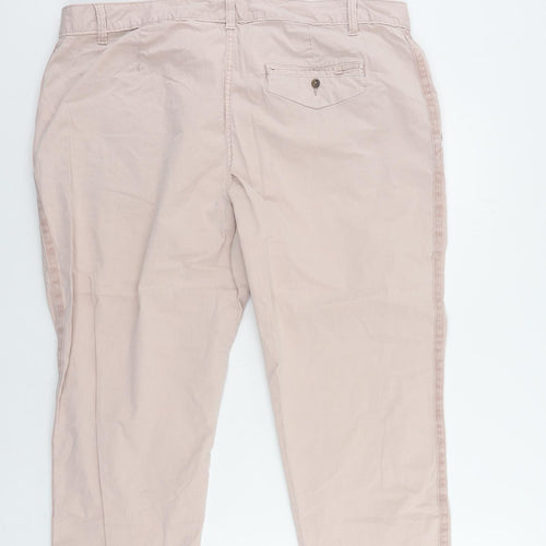 Marks and Spencer Womens Pink Cotton Chino Trousers Size 20 L25 in Regular Zip