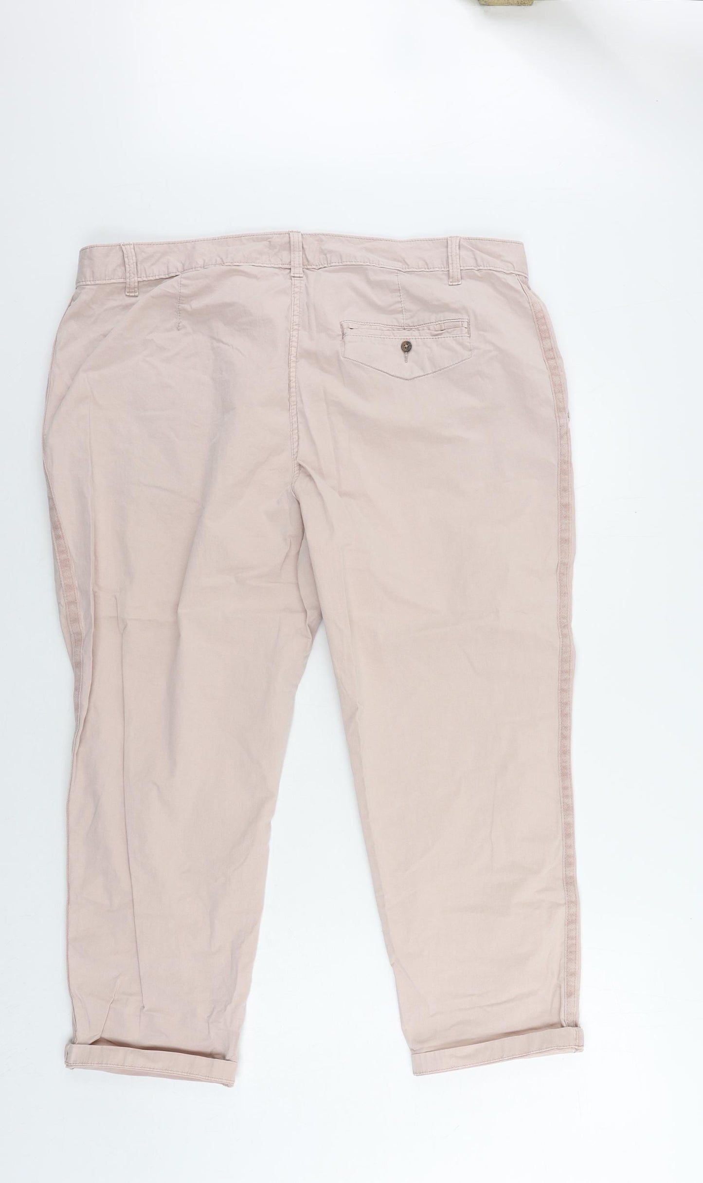 Marks and Spencer Womens Pink Cotton Chino Trousers Size 20 L25 in Regular Zip