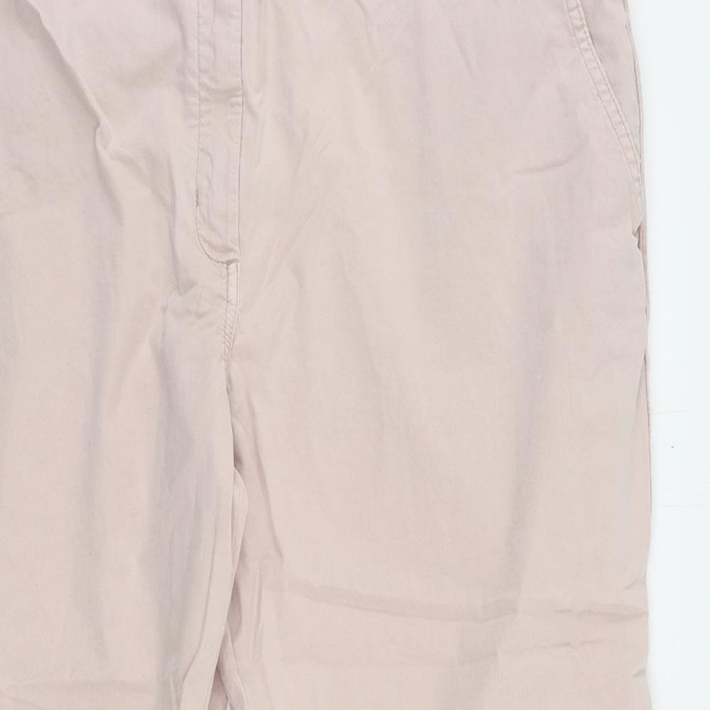 Marks and Spencer Womens Pink Cotton Chino Trousers Size 20 L25 in Regular Zip