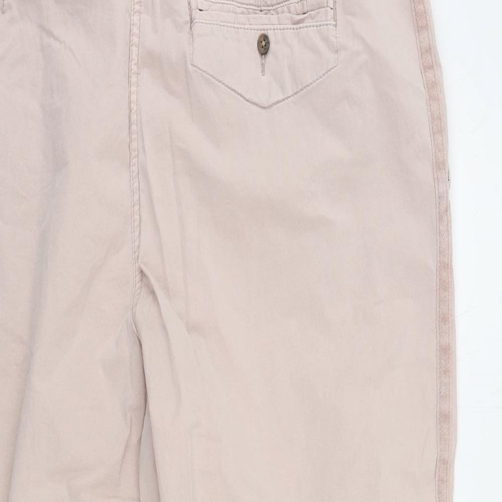 Marks and Spencer Womens Pink Cotton Chino Trousers Size 20 L25 in Regular Zip