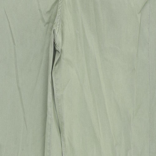 Marks and Spencer Womens Green Cotton Trousers Size 18 L30 in Regular Zip - Ankle Zip