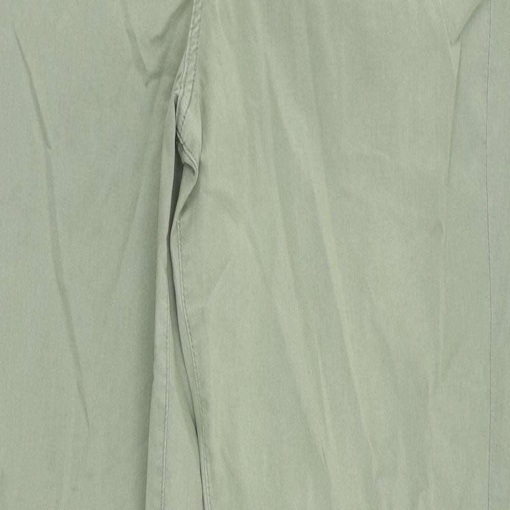 Marks and Spencer Womens Green Cotton Trousers Size 18 L30 in Regular Zip - Ankle Zip