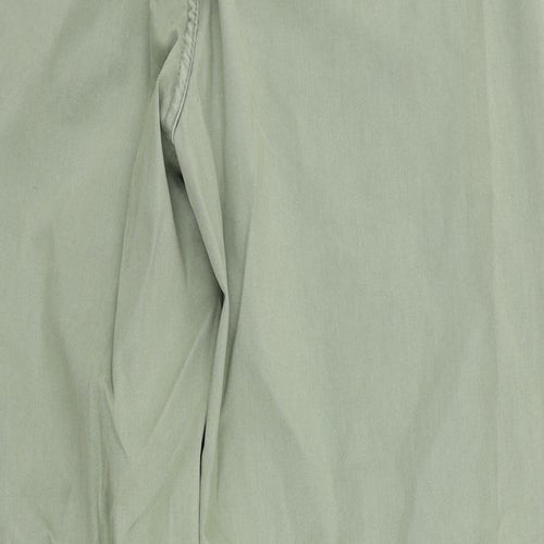Marks and Spencer Womens Green Cotton Trousers Size 18 L30 in Regular Zip - Ankle Zip