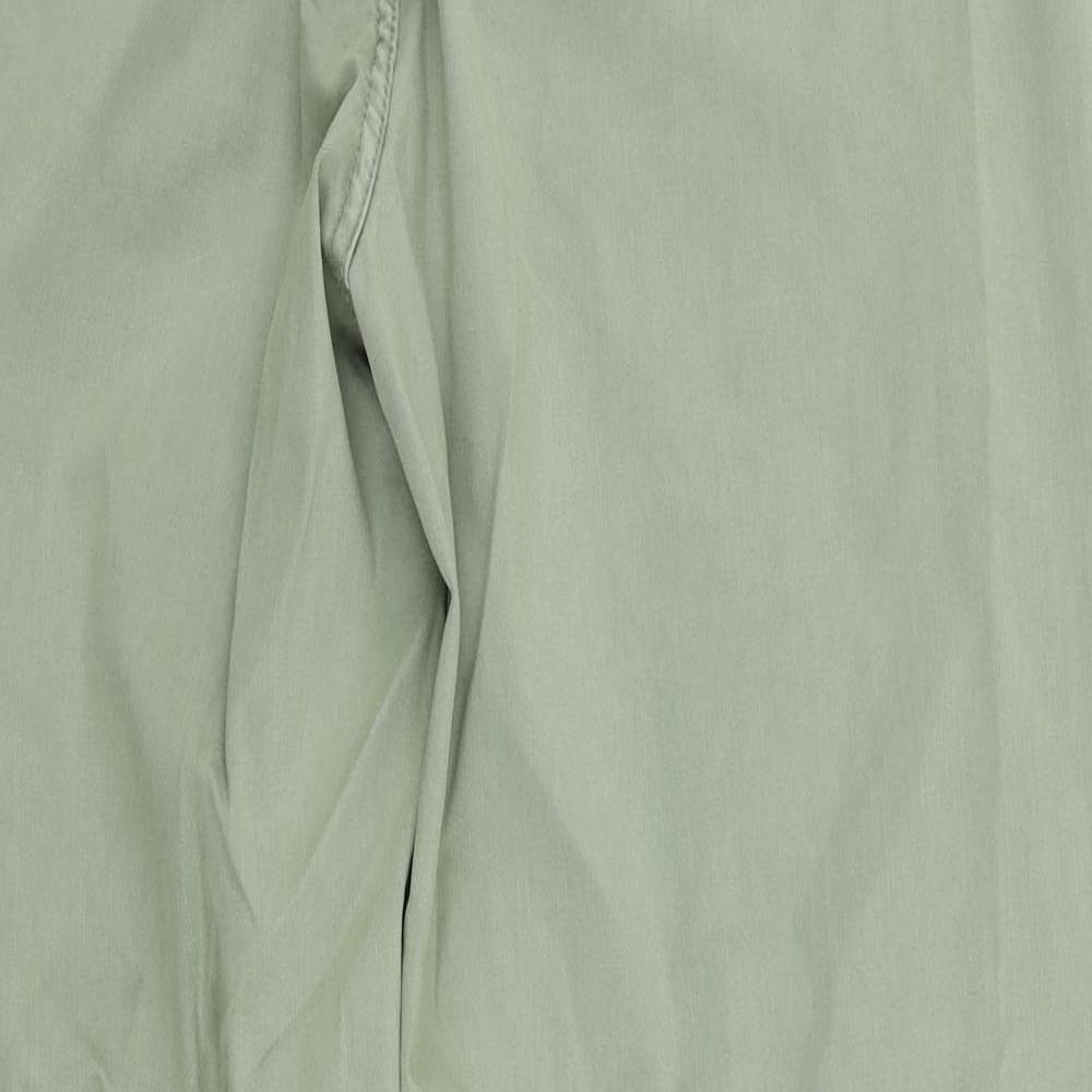 Marks and Spencer Womens Green Cotton Trousers Size 18 L30 in Regular Zip - Ankle Zip