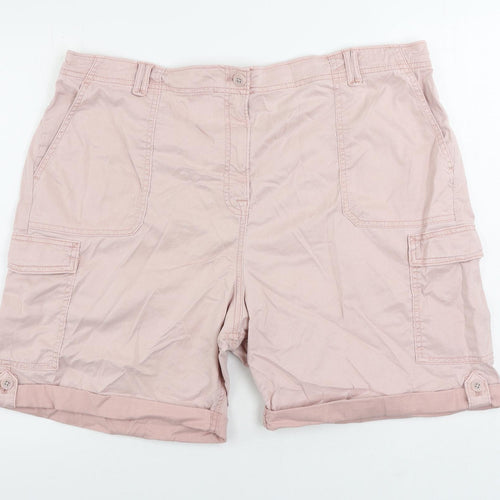 Marks and Spencer Womens Pink Lyocell Cargo Shorts Size 22 L8 in Regular Zip