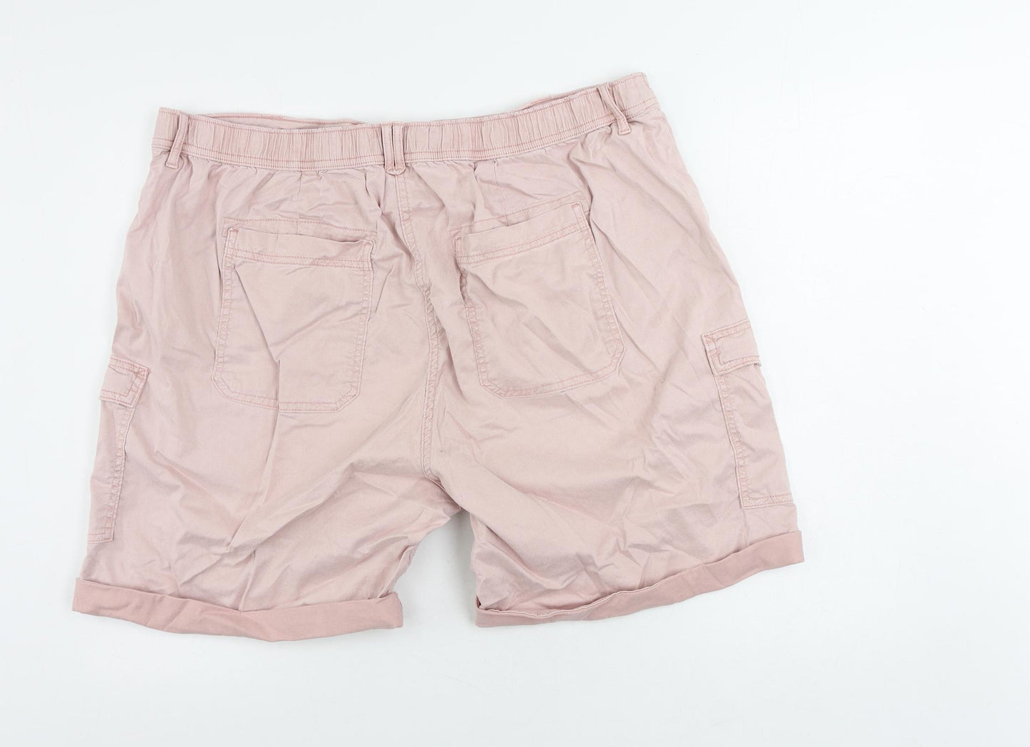 Marks and Spencer Womens Pink Lyocell Cargo Shorts Size 22 L8 in Regular Zip