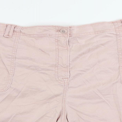 Marks and Spencer Womens Pink Lyocell Cargo Shorts Size 22 L8 in Regular Zip
