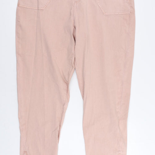 Marks and Spencer Womens Pink Cotton Trousers Size 20 L28 in Regular Zip - Ankle Zip