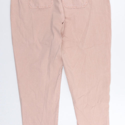 Marks and Spencer Womens Pink Cotton Trousers Size 20 L28 in Regular Zip - Ankle Zip