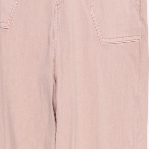 Marks and Spencer Womens Pink Cotton Trousers Size 20 L28 in Regular Zip - Ankle Zip