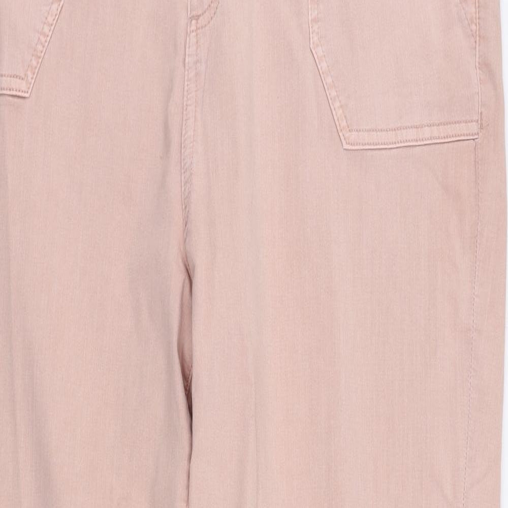 Marks and Spencer Womens Pink Cotton Trousers Size 20 L28 in Regular Zip - Ankle Zip