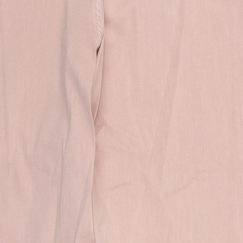 Marks and Spencer Womens Pink Cotton Trousers Size 20 L28 in Regular Zip - Ankle Zip
