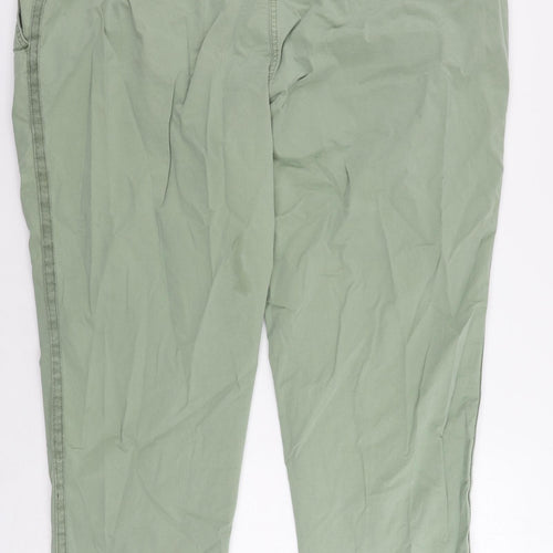 Marks and Spencer Womens Green Cotton Chino Trousers Size 22 L28 in Regular Zip