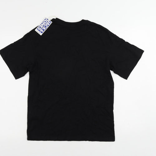JACK & JONES Boys Black Cotton Pullover T-Shirt Size 14 Years Crew Neck Pullover - Logo