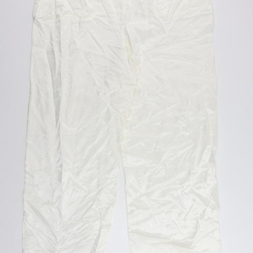 Marks and Spencer Womens White Viscose Trousers Size 24 L29 in Regular Zip