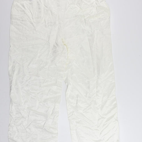 Marks and Spencer Womens White Viscose Trousers Size 24 L29 in Regular Zip