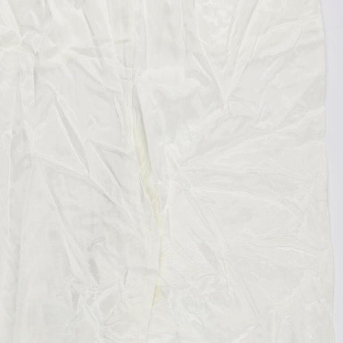 Marks and Spencer Womens White Viscose Trousers Size 24 L29 in Regular Zip