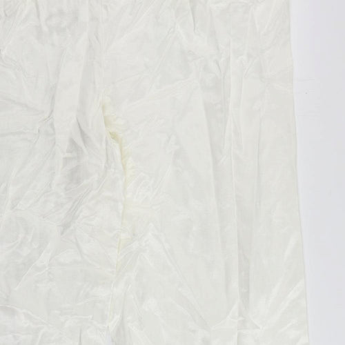 Marks and Spencer Womens White Viscose Trousers Size 24 L29 in Regular Zip