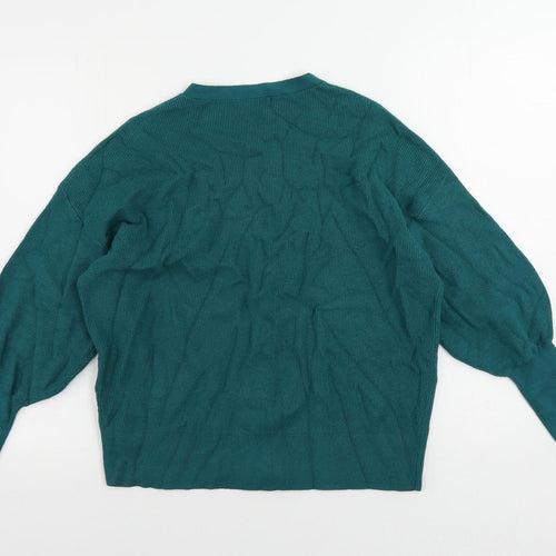 Marks and Spencer Womens Green V-Neck Viscose Cardigan Jumper Size M