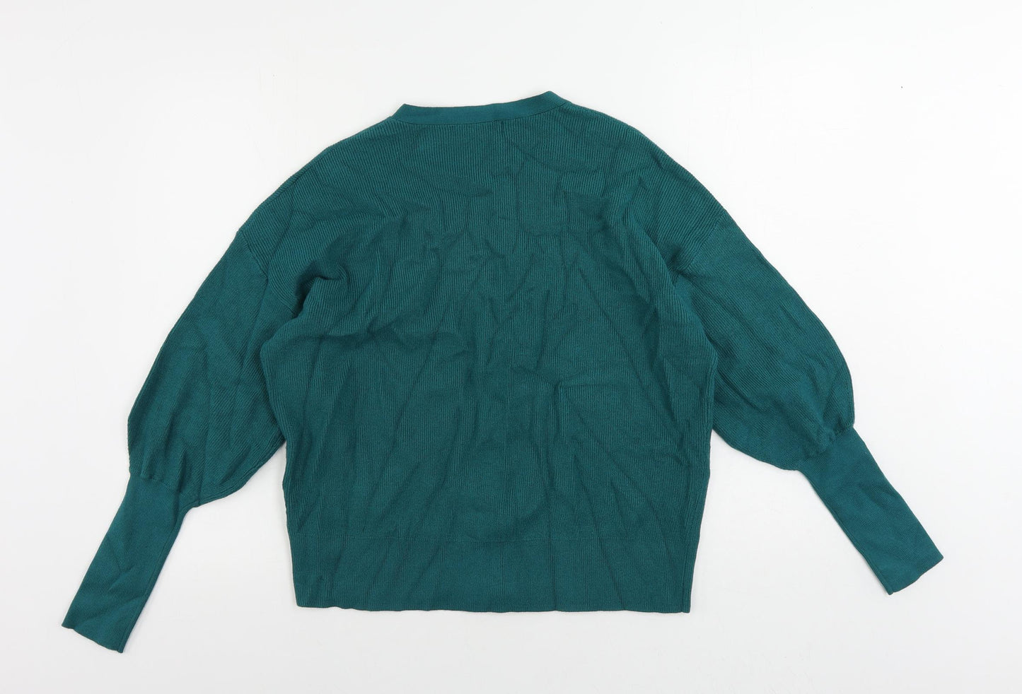 Marks and Spencer Womens Green V-Neck Viscose Cardigan Jumper Size M